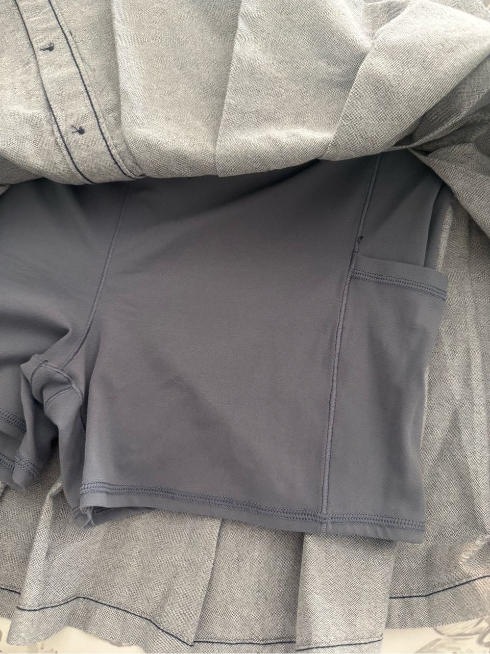 Women's Gray Pleated Button-Front Skort with Elastic Waist - Picture 2 of 3